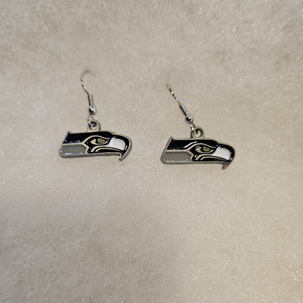 Seattle Seahawks Silver Earrings